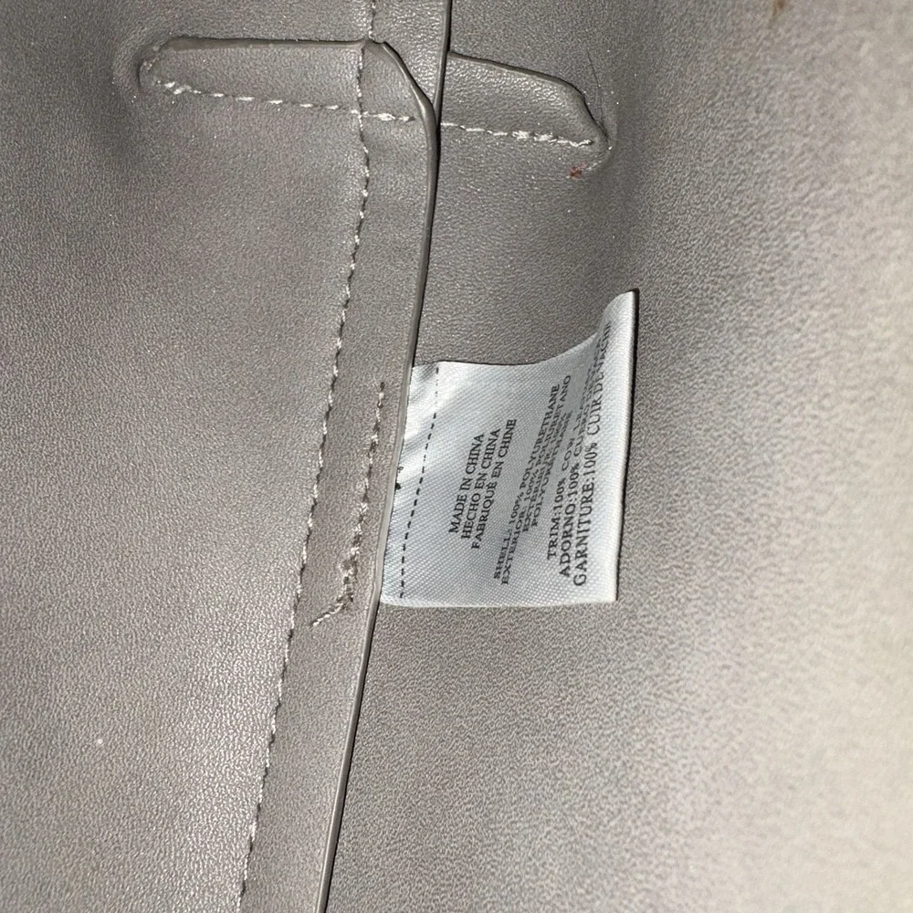 Street Level for Anthropologie Vegan Leather Ring Handle Tote Bag‎ Gray Tassel